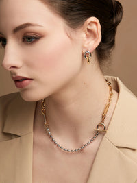 RHO Jewelry Tow-Tone Link Drop Earring