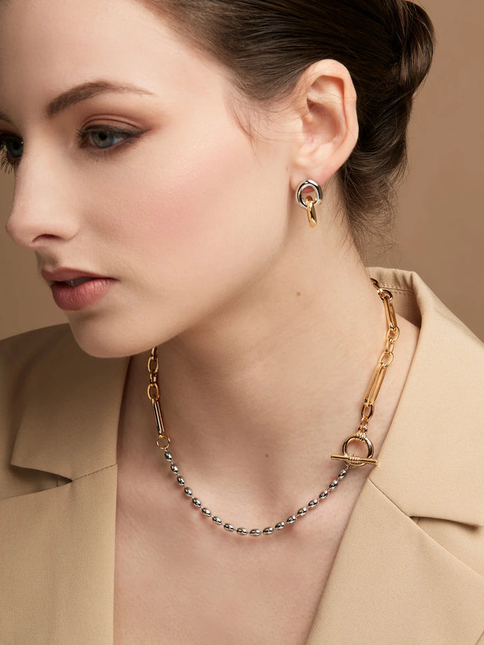 RHO Jewelry Tow-Tone Link Drop Earring
